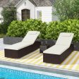 Patio Chaise Lounge Set of 2 with Backrest Seat Cushion and Headrest-Off White Sale