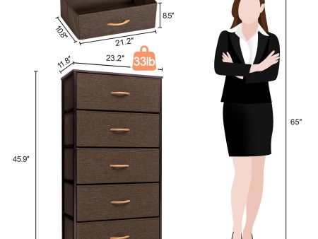 23  Brown Steel and Fabric Five Drawer Chest Sale