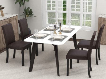 Dining Chair Set of 4 Upholstered Kitchen Dinette Chairs with Wood Frame-Brown Online