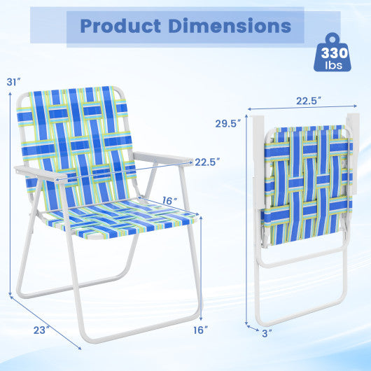 4 Pieces Folding Beach Chair Camping Lawn Webbing Chair-Blue Online now