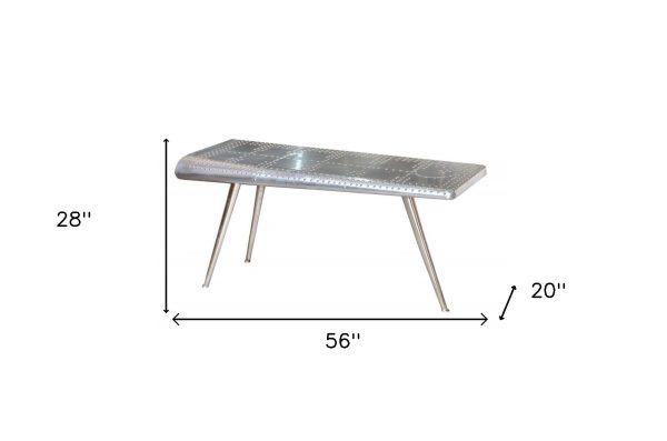 56  Silver Aluminum Three Leg Console Table Fashion