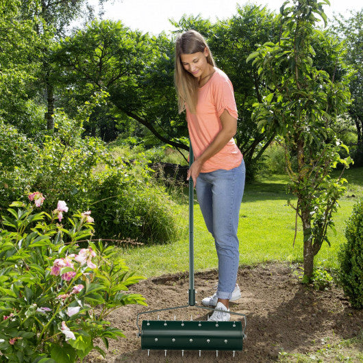 18 21 Inch Manual Lawn Aerator with Detachable Handle Filled with Sand or Stone-21 inches Hot on Sale