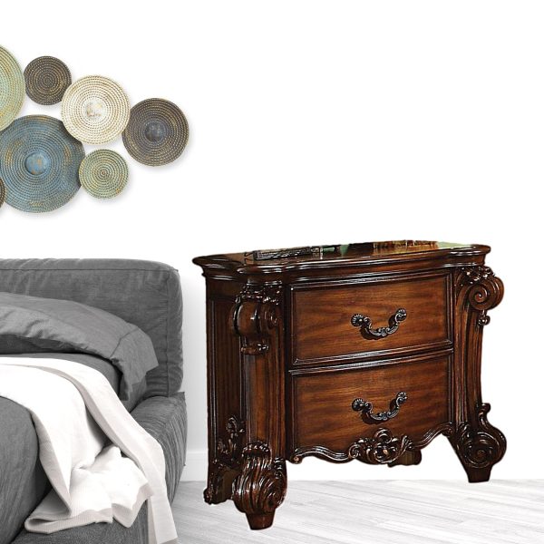 30  Chestnut Two Drawers Solid Wood Nightstand on Sale