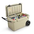 75 Quart Portable Cooler Rotomolded Ice Chest with Handles and Wheels-Tan Fashion