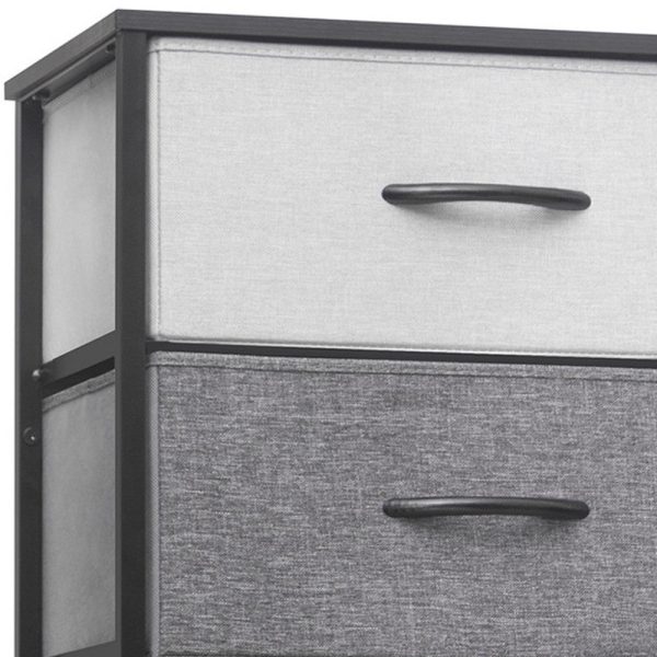 18  Gray and Black Steel and Fabric Six Drawer Chest Online now