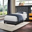 45.25  X 82.75  X 49.75  Dark Grey Velvet With Chrome Trim - Twin Size Bed For Sale