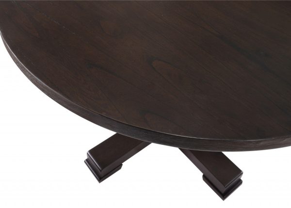 47  Black Rounded Solid Wood Pedestal Base Dining Table on Sale