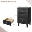 Modern Nightstand with 3 Drawers for Bedroom Living Room-Black Supply