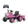 12V Kids Ride On Tractor with Trailer and Remote Control-Pink Cheap