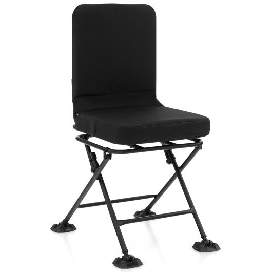 Swivel Folding Chair with Backrest and Padded Cushion-Black Online now