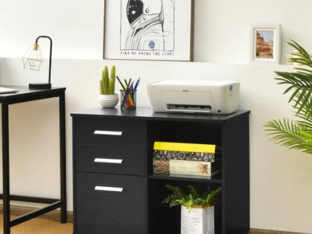 3-Drawer Mobile Lateral File Cabinet Printer Stand-Black Hot on Sale