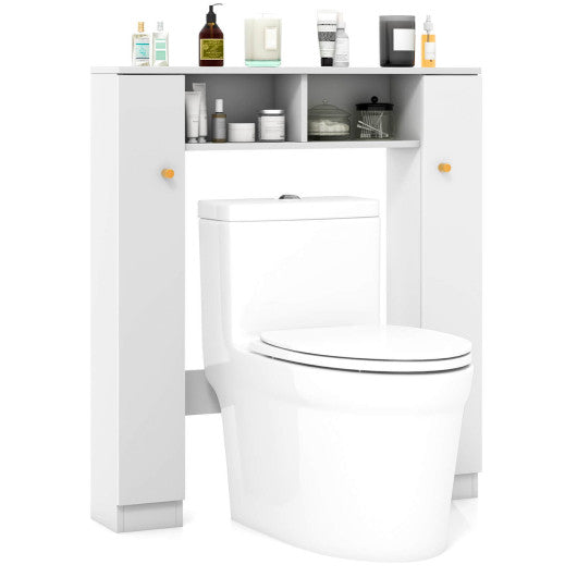 Over The Toilet Storage Cabinet with 2 Open Compartments and 4 Adjustable Shelves-White Hot on Sale