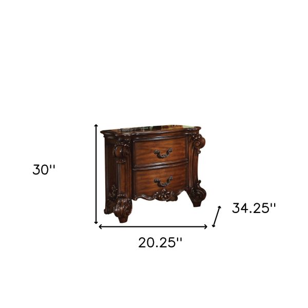 30  Chestnut Two Drawers Solid Wood Nightstand on Sale