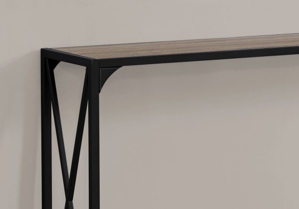 48  Taupe and Black Console Table With Shelves For Discount