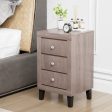 Modern Nightstand with 3 Drawers for Bedroom Living Room-Gray For Discount