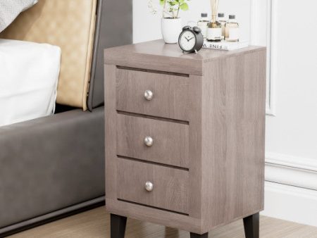 Modern Nightstand with 3 Drawers for Bedroom Living Room-Gray For Discount