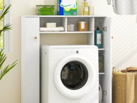 Over The Toilet Storage Cabinet with 2 Open Compartments and 4 Adjustable Shelves-White Hot on Sale