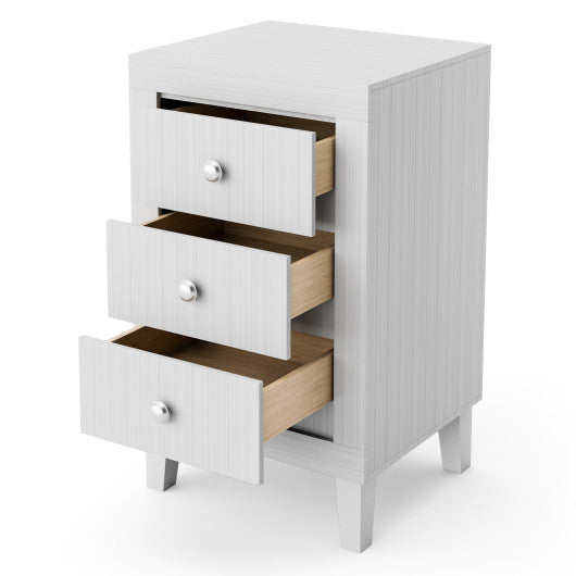 Modern Nightstand with 3 Drawers for Bedroom Living Room-White Discount