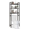 Over-The-Toilet Storage Shelf Space Saving Metal Bathroom Organizer Hooks-Brown Online Hot Sale