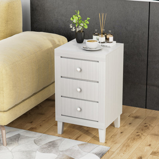 Modern Nightstand with 3 Drawers for Bedroom Living Room-White Discount