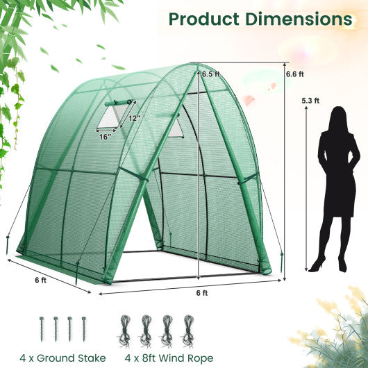 6 x 6 x 6.6 FT Outdoor Wall-in Tunnel Greenhouse-Green on Sale