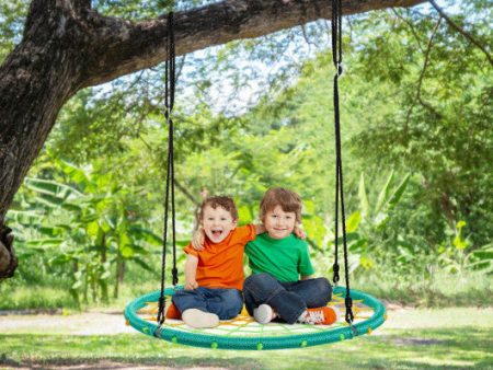 40 Inch Spider Web Tree Swing Kids Outdoor Play Set with Adjustable Ropes-Green Discount