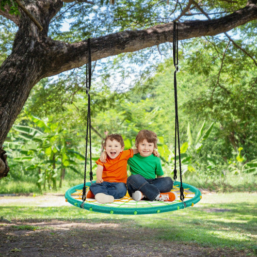 40 Inch Spider Web Tree Swing Kids Outdoor Play Set with Adjustable Ropes-Green Discount