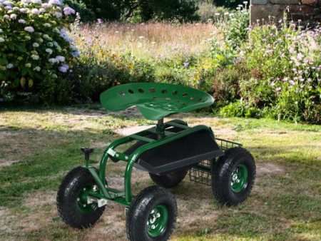 4-Wheel Rolling Garden Cart Work Seat For Cheap