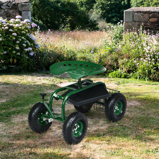 4-Wheel Rolling Garden Cart Work Seat For Cheap