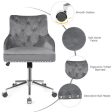 Tufted Upholstered Swivel Computer Desk Chair with Nailed Tri-Gray For Sale