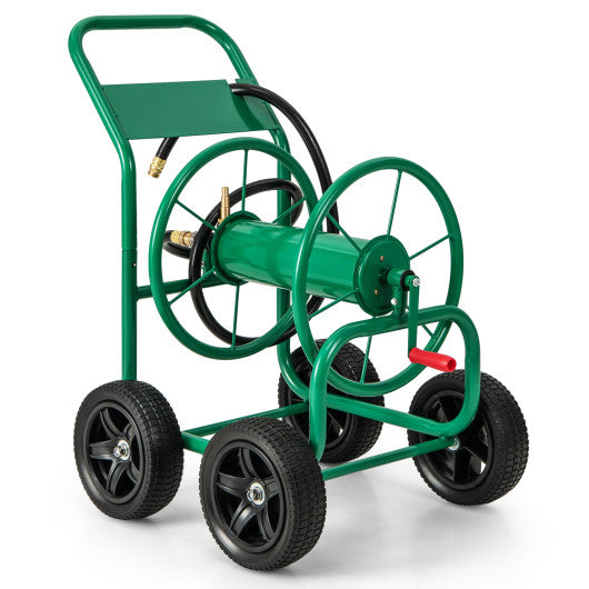 Garden Water Hose Reel Cart with 4 Wheels and Non-slip Grip-Green Online now