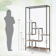 6-Tier Tall Plant Stand 71  Metal Indoor Plant Shelf with 10 Hanging Hooks-Rustic Brown For Discount