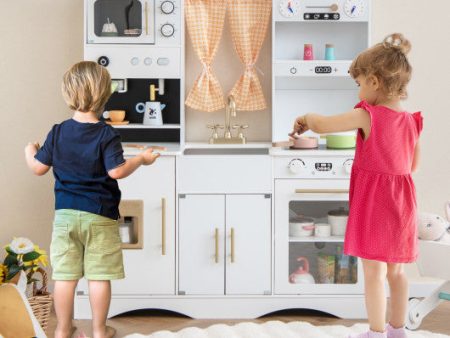 Kids Kitchen Playset with Microwave and Coffee Maker for Ages 3+-White For Discount