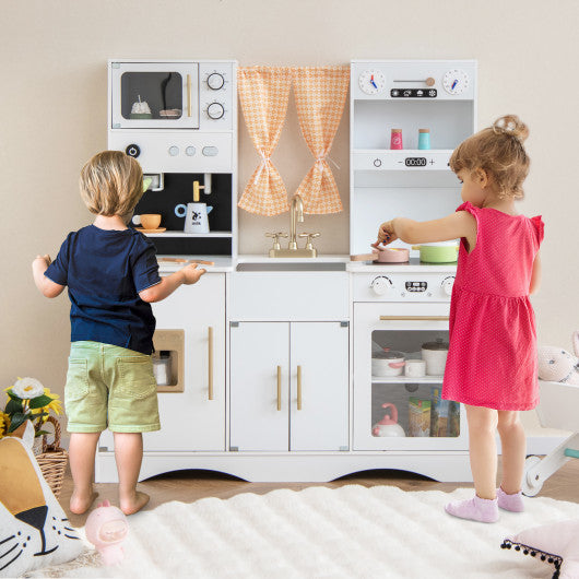 Kids Kitchen Playset with Microwave and Coffee Maker for Ages 3+-White For Discount