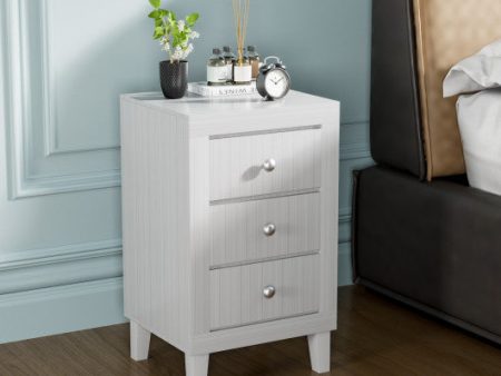 Modern Nightstand with 3 Drawers for Bedroom Living Room-White Discount