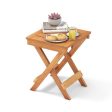 14 Inch Compact Folding Side Table with Slatted Tabletop For Cheap