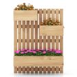 3-Box Wooden Raised Garden Bed with Trellises and Fabric Liners-Natural For Sale