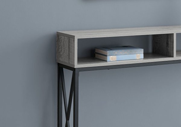 47  Gray and Black Frame Console Table With Shelves Hot on Sale