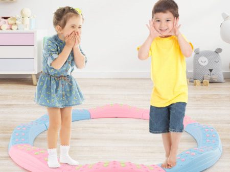 Colorful Kids Wavy Balance Beam with Textured Surface and Non-slip Foot Pads-Blue and Pink Online now