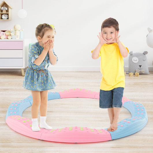 Colorful Kids Wavy Balance Beam with Textured Surface and Non-slip Foot Pads-Blue and Pink Online now