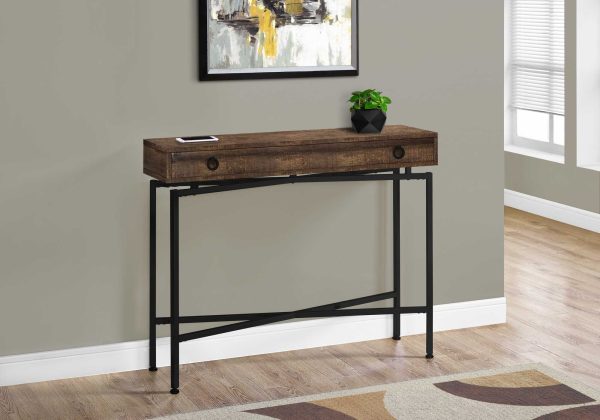 43  Brown And Black Cross Leg Console Table Supply