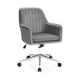 Velvet Accent Office Armchair with Adjustable Swivel and Removable Cushion-Gray Online Sale