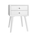 Wooden Nightstand Mid-Century End Side Table with 2 Storage Drawers-White Online