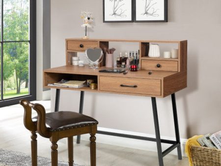 42-Inch Vanity Desk with Tabletop Shelf and 2 Drawers-Natural Hot on Sale