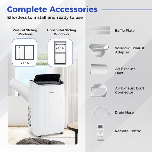 12000 BTU Portable Air Conditioner 4-in-1 Smart WiFi Enabled Home AC Unit with Heat-White on Sale