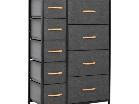 27  Gray and Black Steel and Fabric Nine Drawer Combo Dresser For Discount