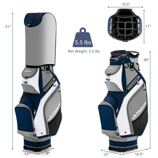 10.5 Inch Golf Stand Bag with 14 Way Full-Length Dividers and 7 Zippered Pockets-Navy Online Sale