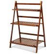 3 Tier Folding Bamboo Flower Shelf -Brown Hot on Sale