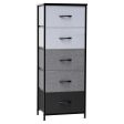 18  Gray and Black Steel and Fabric Five Drawer Chest Hot on Sale