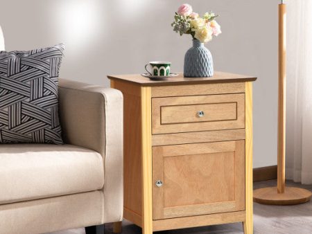 2-Tier Accent Table with Spacious Tabletop-Natural on Sale